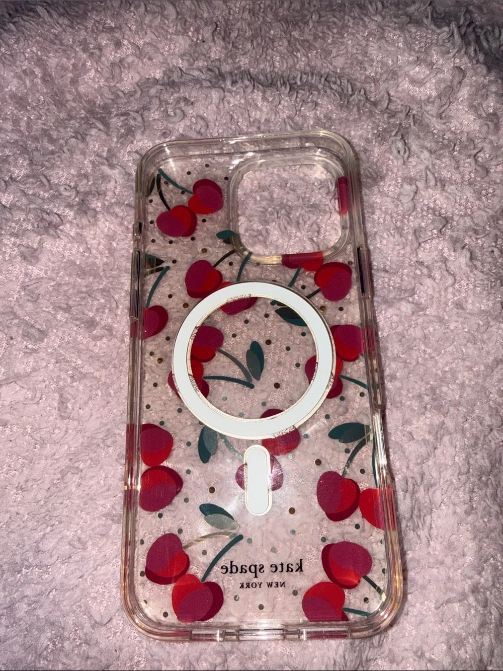 kate spade Clear Cherry Glitter Phone Case in Red MagSafe iPhone 16 Pro Max